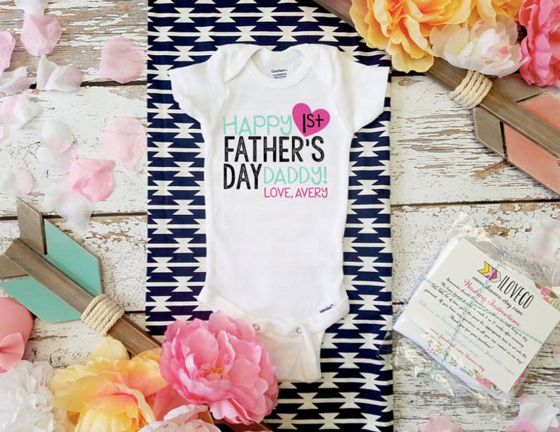 Baby bodysuit First Fathers Day Customizable Happy 1st Father/'s Day Unisex