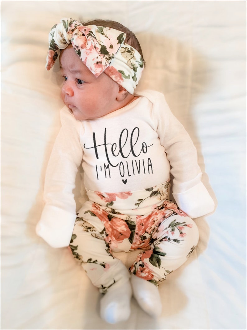 Handmade Baby Girl Coming Home Outfit / Newborn Photo Outfit / Etsy
