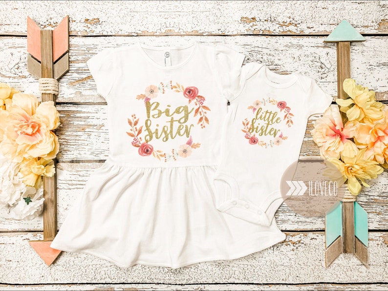 Big Sister Dress / Big Sister Shirt /  Big Sister Little Sister Outfit / Big Sister Announcement / Floral Big Sister 