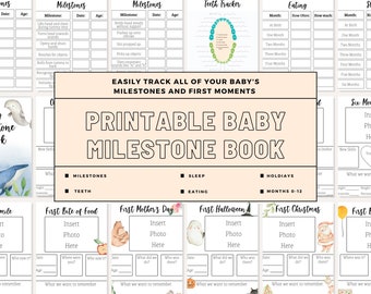 Baby mijlpaalboek, afdrukbaar babymijlpaalboek, baby's eerste jaar, afdrukbaar babyboek, afdrukbaar geheugenboek, instant downloadboek