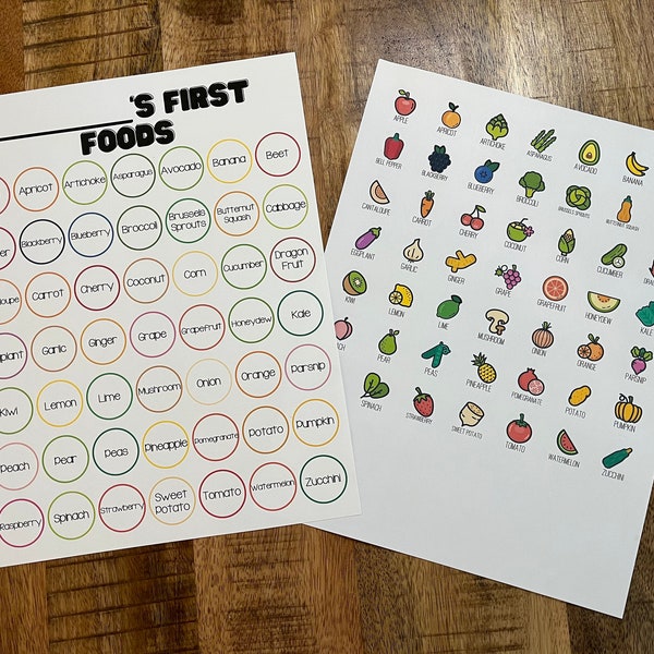 Baby's First Foods Checklist, BLW Checklist, Baby Led Weaning Checklist, Baby's First Foods Sticker Chart, Introducing Foods Checklist