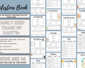 Baby Milestone Book, Baby Memory Book, Baby's First Year, Baby Book, Memory Book, Baby Boy Memory Book