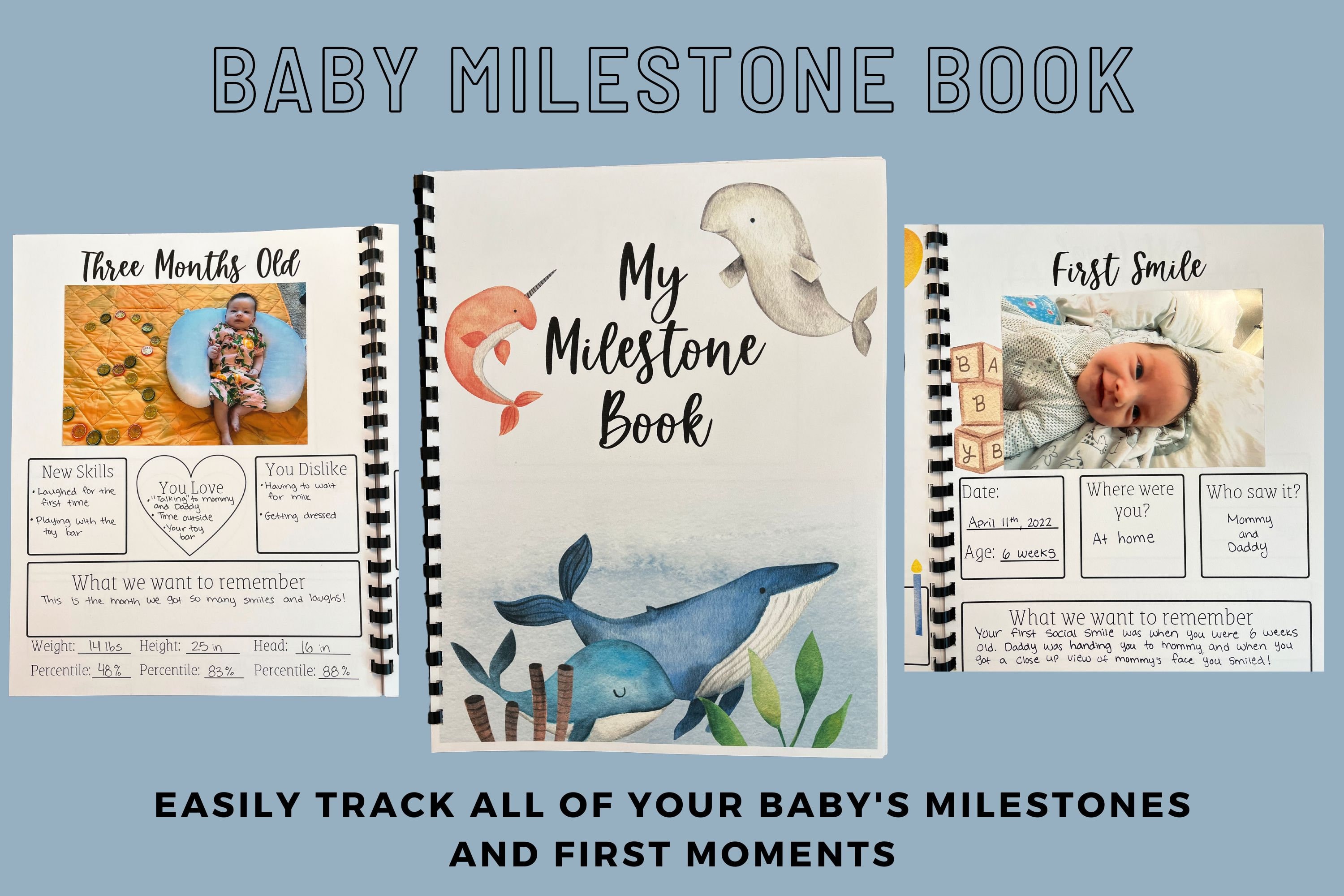 Baby Milestone Book, Baby Memory Book, Baby's First Year, Baby Book