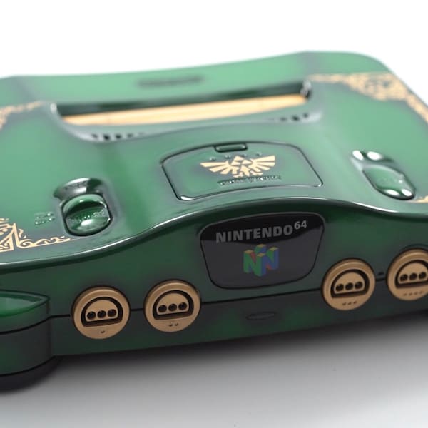 Custom Painted Link The Legend of Zelda Ocarina of Time Nintendo 64 Console (Green)