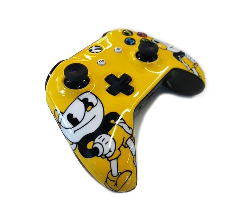 Custom Painted Cuphead Mugman Themed Xbox One Controller S 3.5mm LED Bluetooth Active PC