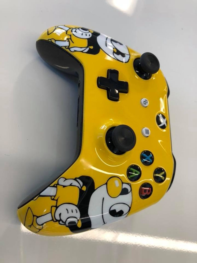 Custom Painted Cuphead Mugman Themed Xbox One Controller S 3.5mm LED Bluetooth Active PC