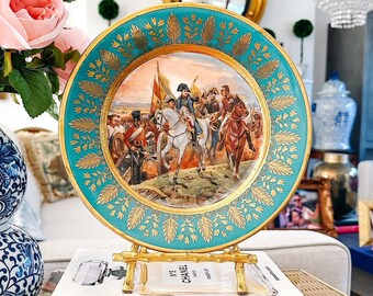 Vintage Capodimonte Napoleonic Cabinet Plate, Collector Plate, Napoleon Bonaparte Memorabilia