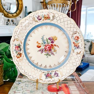 Antique Bohemia Floral Dinner Plate 11&quot; by Pirkenhammer