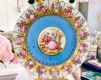 Large Bavarian Fragonard Lovers Decorative Plate