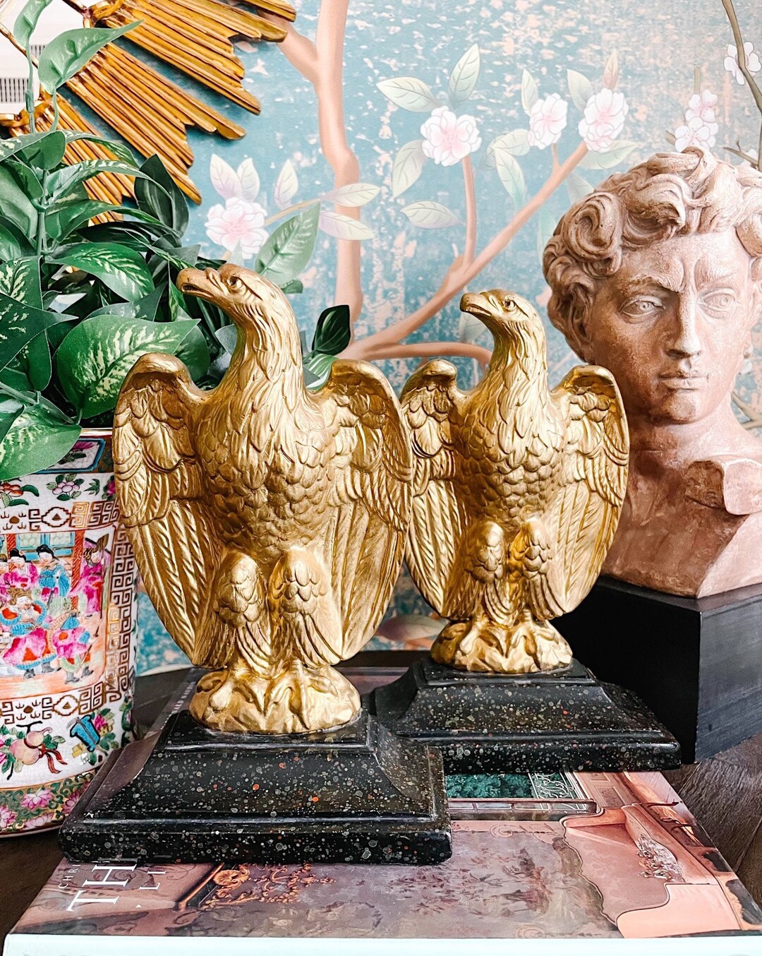 Vintage Federal Bald Eagle Bookends Set of 2 by Borghese, Americana