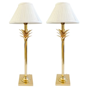 Neoclassical Cream Marble and Polished Brass Urn-Form Table Lamps, a Pair
