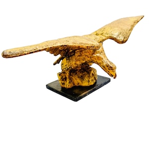 XL Mid-Century Gilded Solid Iron Bald Eagle Architectural Salvage