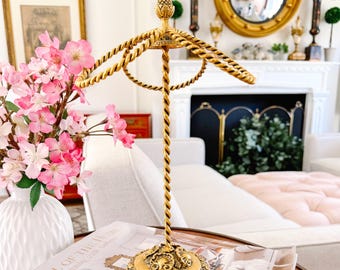 Vintage Gold Gilt Three Ring Metal Hand Towel Holder, Vintage Towel Rack