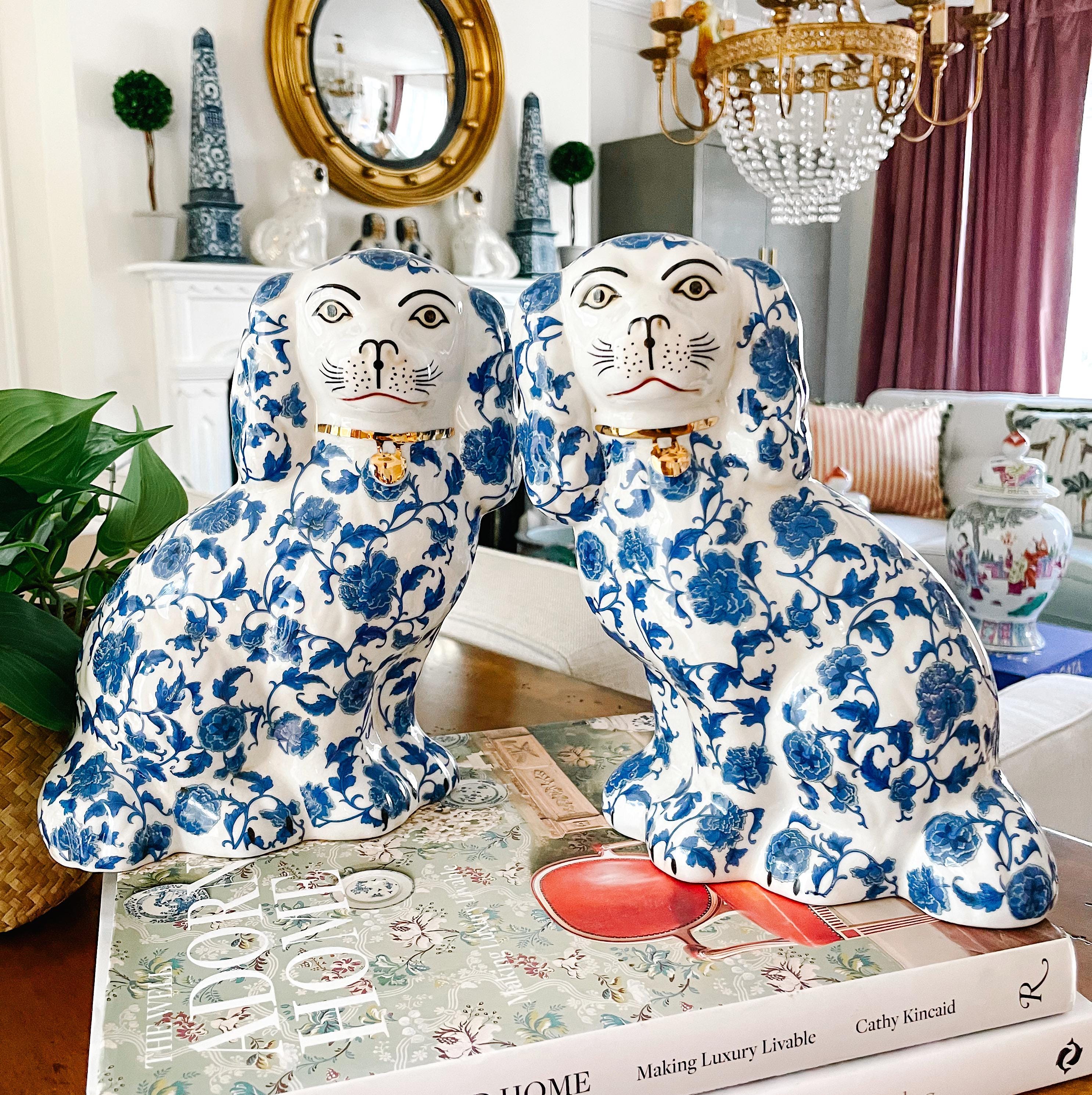 Blue & White Mantle Dogs - Etsy