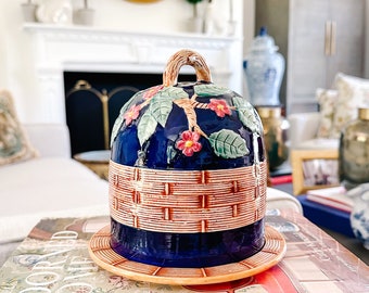 Vintage Majolica Cheese Dome by Seymour Mann