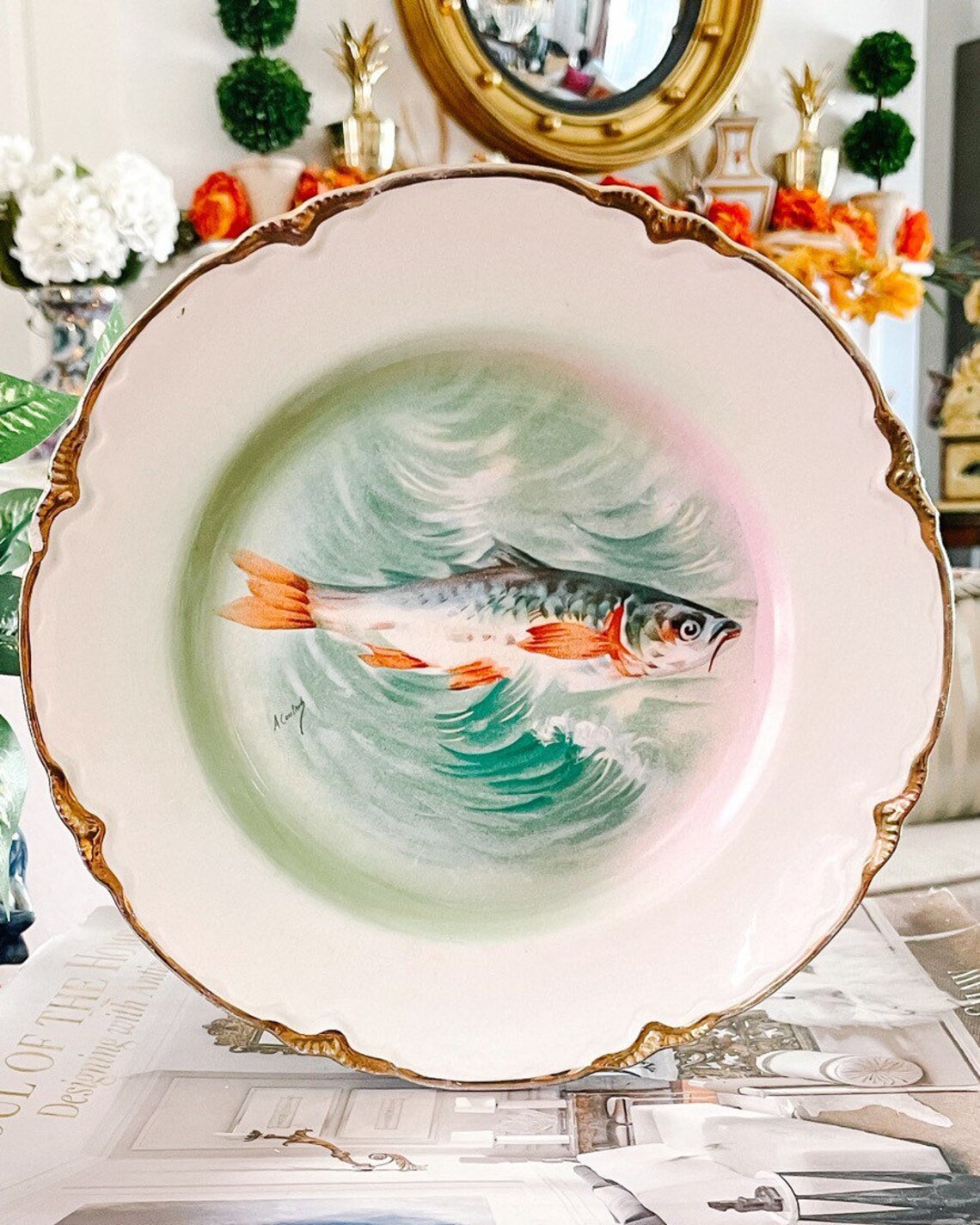 Antique American Fish Plates Set of 6 Dinner Fish Plates Etsy