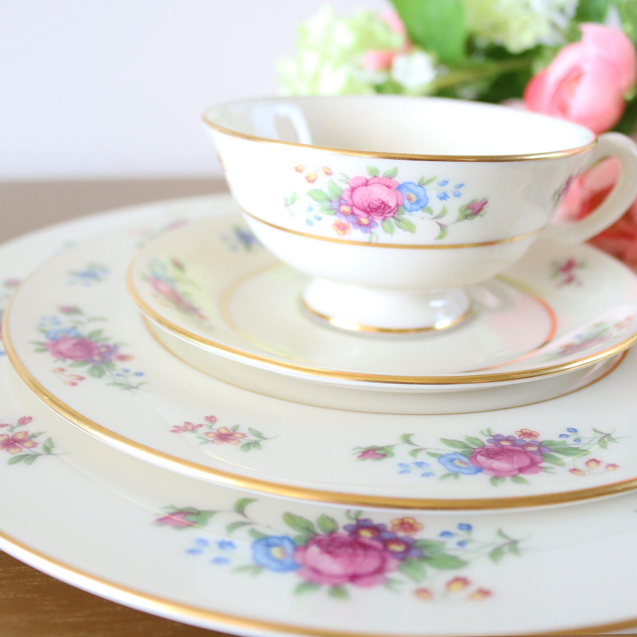 Lenox Dinnerware Set For 8 1950s Lenox Rose China Dinner Etsy