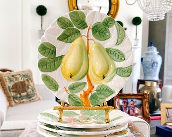 Majolica Fruit Plates Set Of 4 Embossed Fruit Plates, Shafford Japan Plates, Decorative Wall Plates, Wall Decor, Embossed Fruit Plates