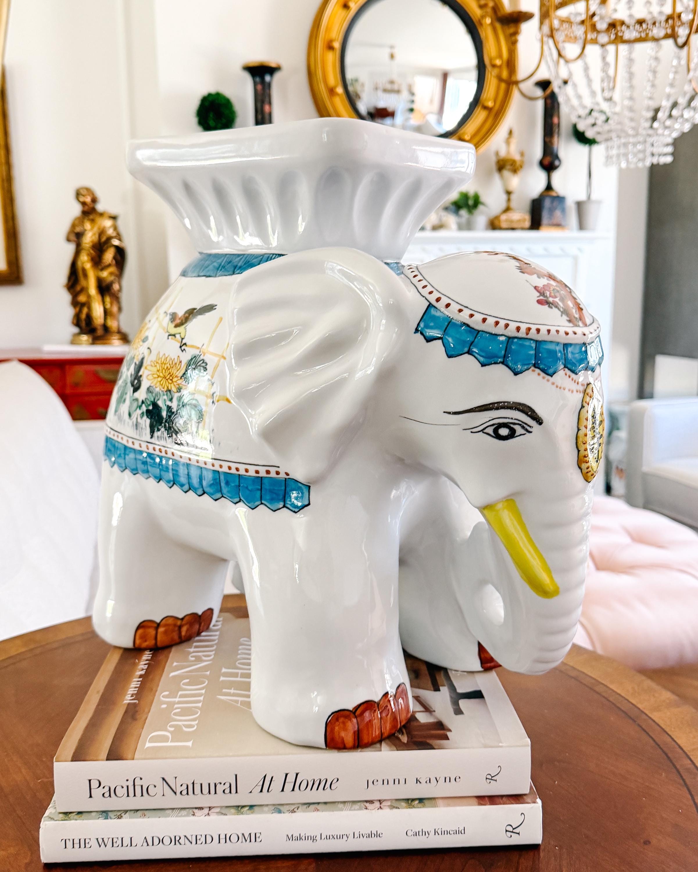 Elephant Plant Stand Blue and White - Etsy