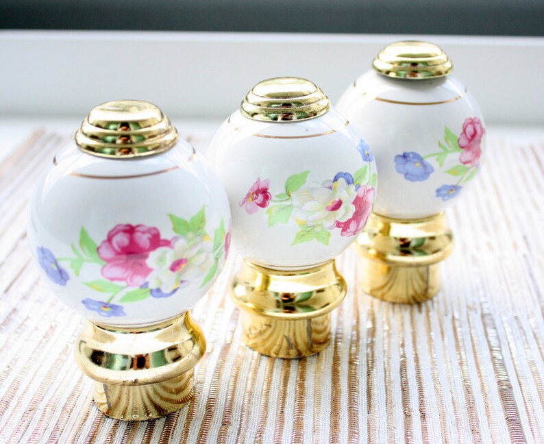 Ceramic Finials Bed Posts / Porcelain Door Knobs / Floral Door Etsy