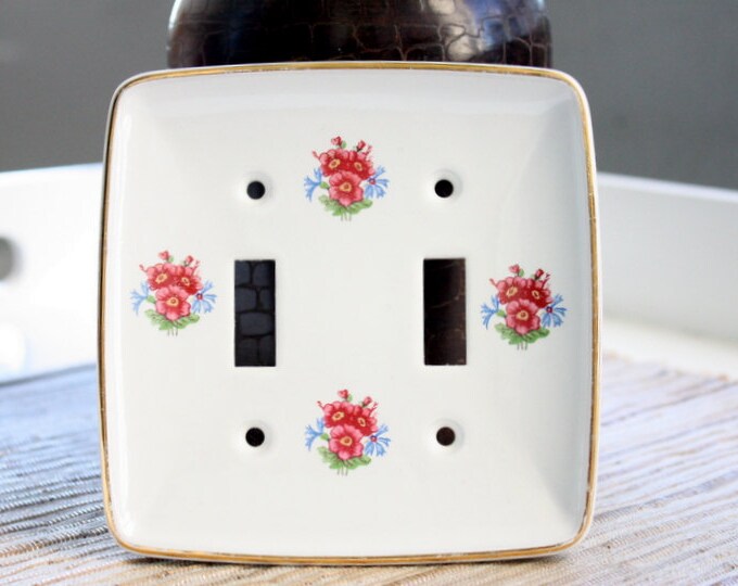 Two Vintage Porcelain Switch Plates From Yale & Towne Mfg. Co. the