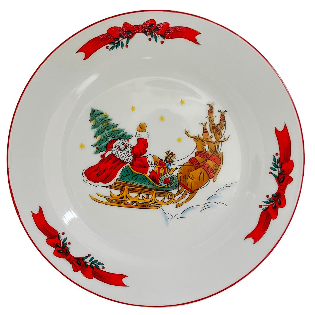Vintage Santa Sleigh Salad Plates 1990s Macy's Porcelain Set