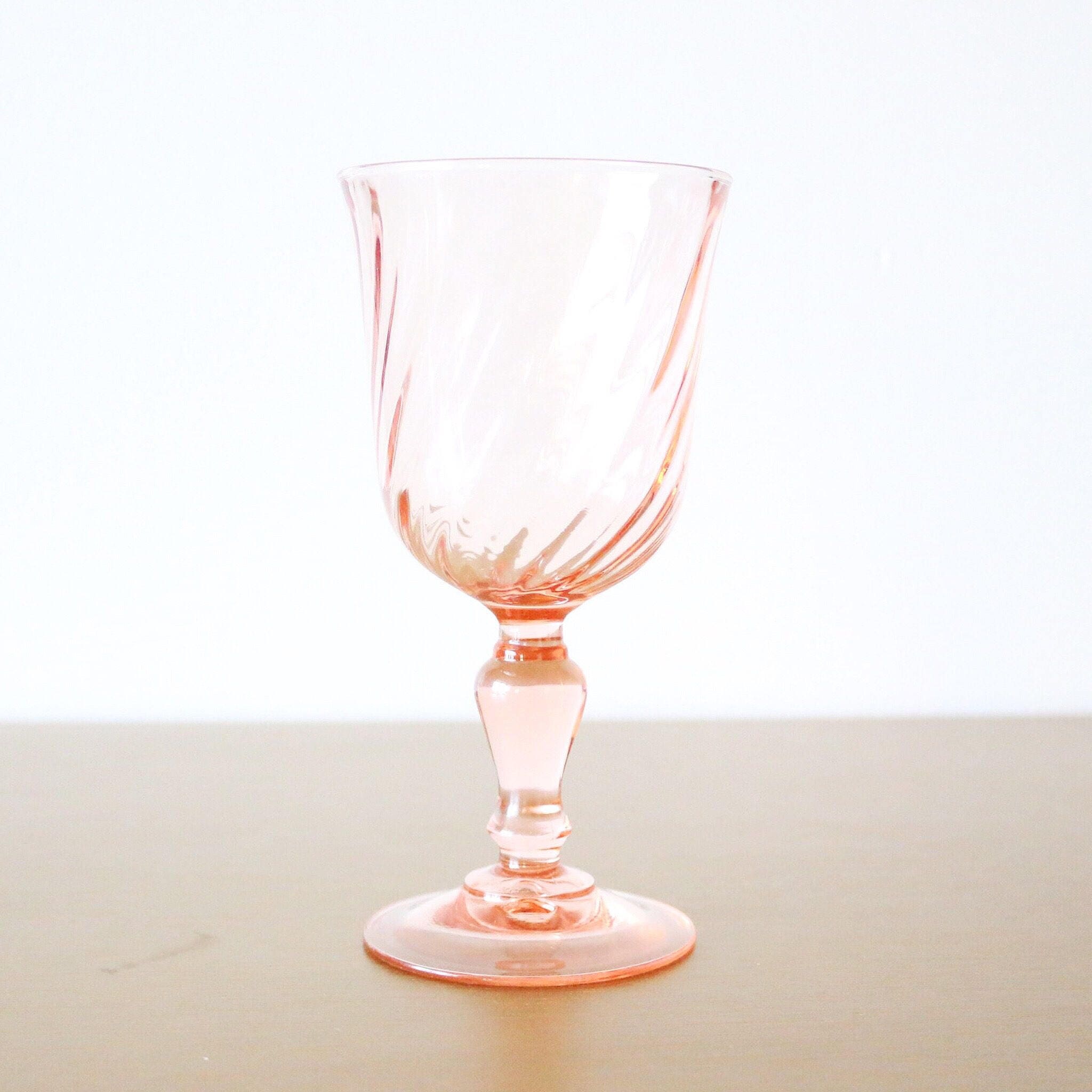 Pink Glass Wine Glasses 8oz Set of 4 Pink Drinking Glasses Etsy