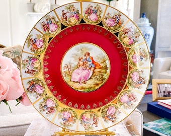 Large Bavarian Fragonard Lovers Decorative Plate