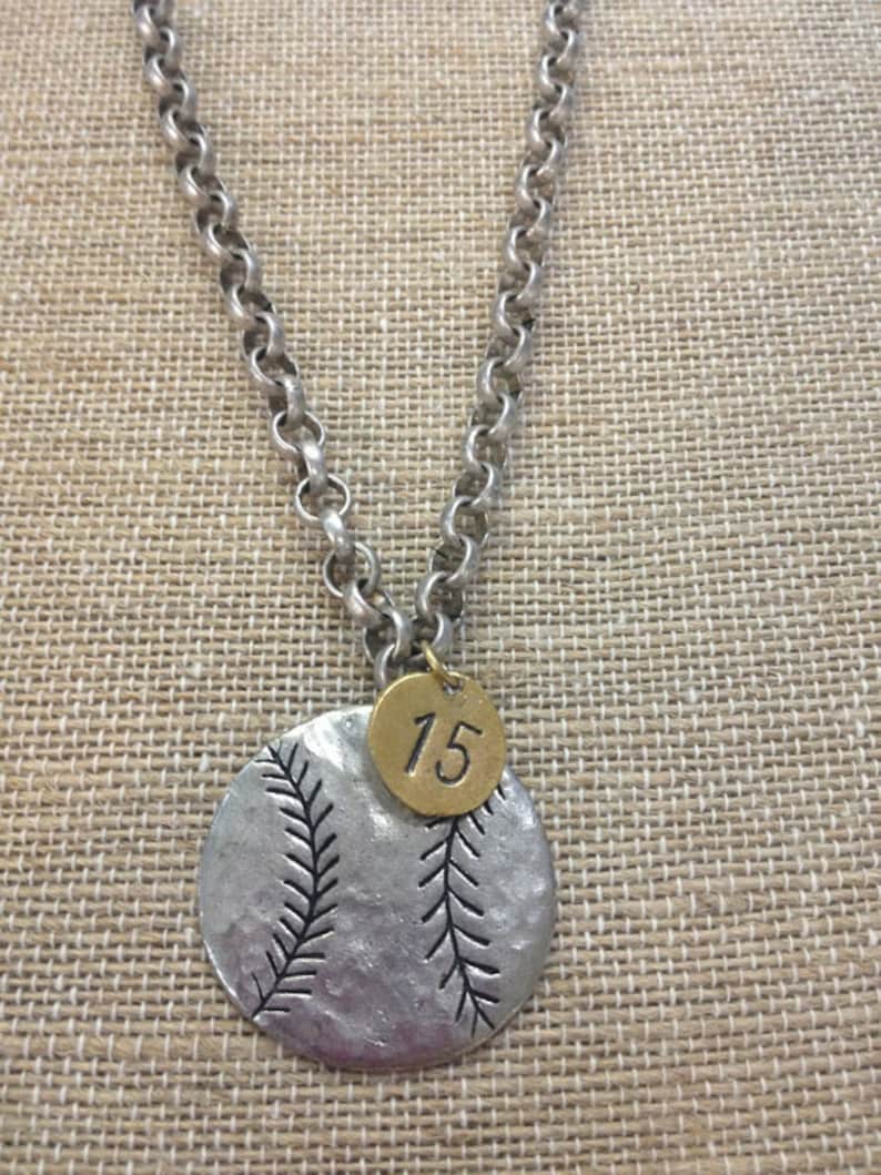 Baseball Necklace Pewter Etsy