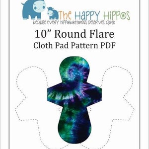 The Happy Hippos 10" Round Sewing PDF Cloth Pad Pattern and Instructions