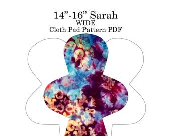 The Happy Hippos Sarah 14-16" WIDE Width Set Cloth Pad Sewing PDF Cloth Pad Pattern and Instructions. Full Photo Tutorial Included.