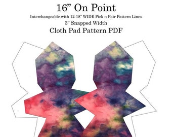 The Happy Hippos 16" WIDE Width On Point Cloth Pad PDF Sewing Pattern and Instructions (Pick and Pair interchangable sizes/wings/flares)