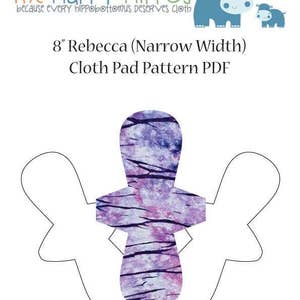The Happy Hippos 8&quot; Rebecca Narrow Cloth Pad Sewing PDF Cloth Pad Pattern and Instructions. Full Photo Tutorial Included.