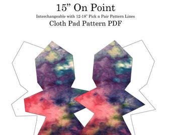 The Happy Hippos 15" On Point Cloth Pad PDF Sewing Pattern and Instructions (Pick and Pair interchangable sizes/wings/flares)