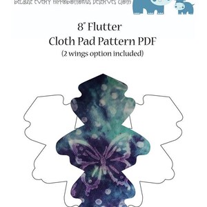 The Happy Hippos 8"  Flutter Cloth Pad PDF Sewing Pattern and Instructions The Happy Hippos