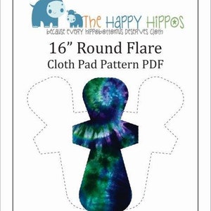 The Happy Hippos 16"  Round Sewing PDF Cloth Pad Pattern and Instructions