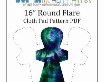 The Happy Hippos 16"  Round Sewing PDF Cloth Pad Pattern and Instructions