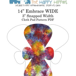 The Happy Hippos 14&quot; WIDE Embrace Cloth Pad PDF Sewing Pattern and Instructions (Pick and Pair, interchangable sizes, wings, flares)