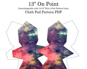 The Happy Hippos 13" On Point Cloth Pad PDF Sewing Pattern and Instructions (Pick and Pair interchangable sizes/wings/flares)