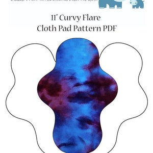 The Happy Hippos 11&quot; Curvy Flare Sewing PDF Cloth Pad Pattern and Instructions. Full Photo Tutorial Included.