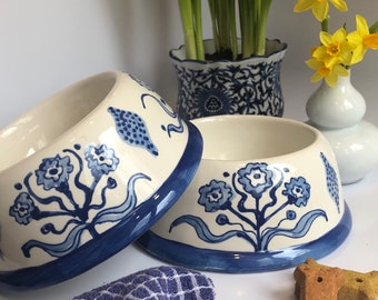 Hand Painted Marigold Collection Dog  Bowl   LARGE