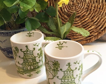 Green Chinoiserie Mug