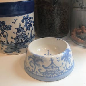 Chinoiserie Dog Bowl - Small Periwinkle  Blue  COPYWRITED DESIGN