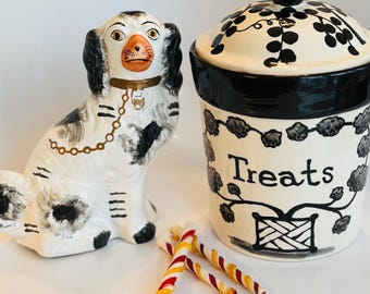 Hand Painted Black ChinoiserieTreat canister  Copyright design