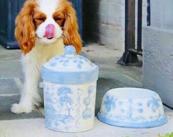 Chinoiserie Dog Bowl - Periwinkle Blue  -LARGE    COPYWRITED DESIGN