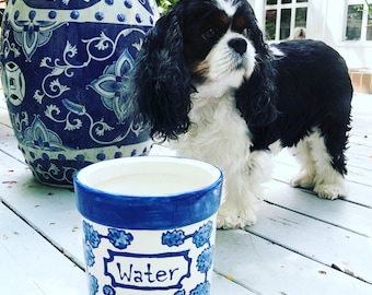 Hand Painted Chinoiserie Deep Water Bowl -Blue