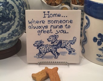 Home is where..... Double Goldendoodle  trivet  COPYRIGHT