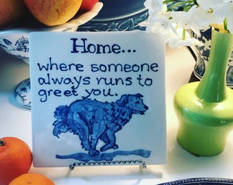 Home is where..Golden Retriever trivet  COPYRIGHT