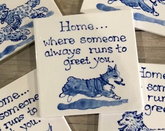 Home is where...Corgi  trivet  COPYRIGHT