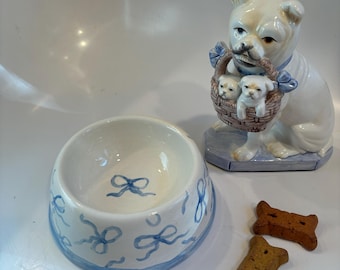 Blue Bows Dog Bowl - Small ***COPYWRITED DESIGN